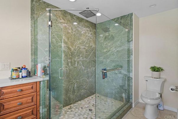 Bathroom, Glass Shower, Interior, Recessed Lighting