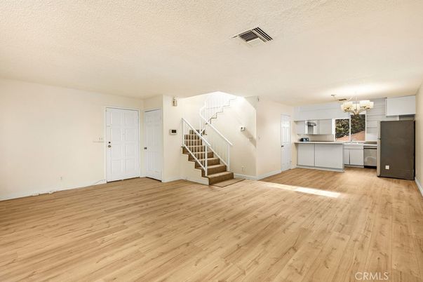 Chandelier, Empty room, Interior, Kitchen, Wood Texture Flooring