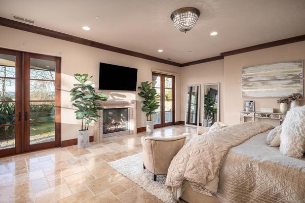 Bedroom, Fireplace, Interior, Recessed Lighting