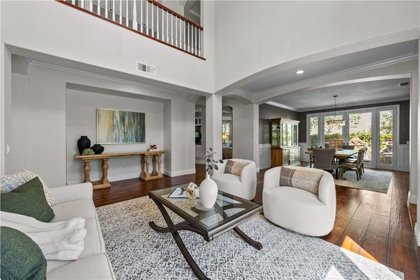 Dining room, Interior, Living room, Recessed Lighting, Wood Texture Flooring