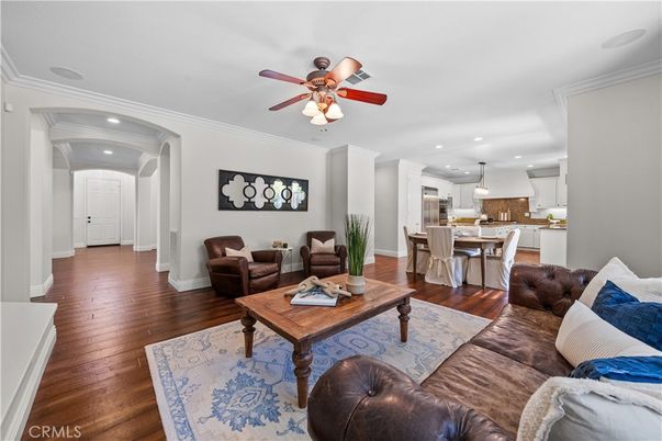 Dining room, Interior, Kitchen, Living room, Recessed Lighting, Wood Texture Flooring