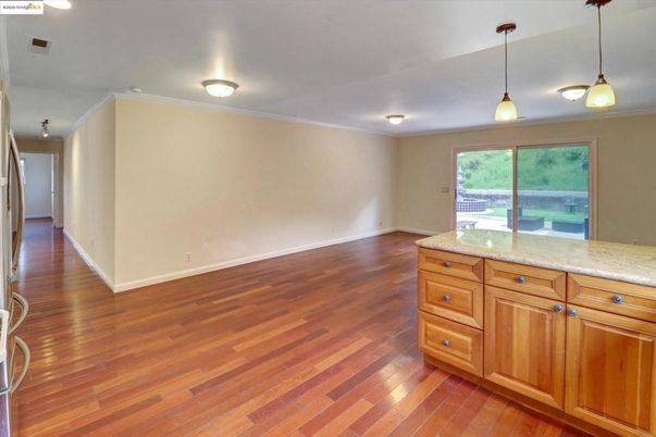Empty room, Interior, Pendant Lights, Wood Texture Flooring