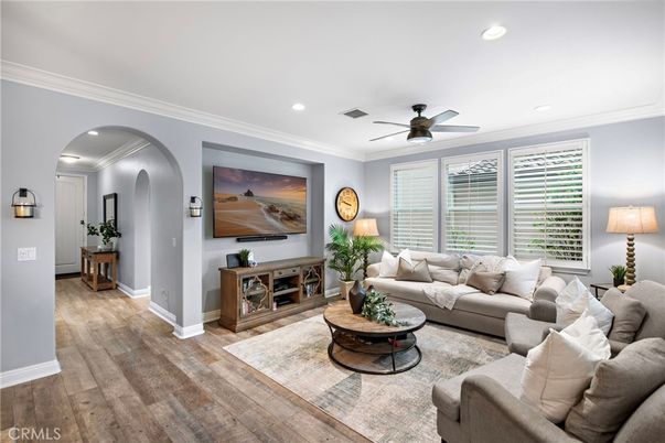 Interior, Living room, Recessed Lighting, Wood Texture Flooring