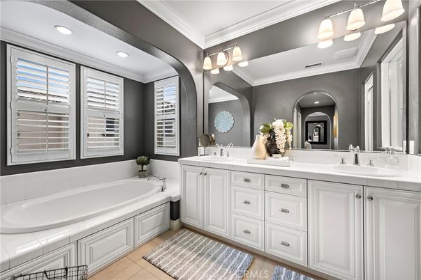 Bathroom, Dual Sink Vanities, Interior, Recessed Lighting, Tile Countertops