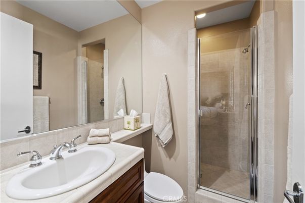 Bathroom, Glass Shower, Interior, Recessed Lighting, Tile Countertops