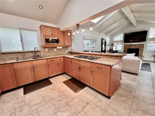 Fireplace, Interior, Kitchen, Living room, Recessed Lighting