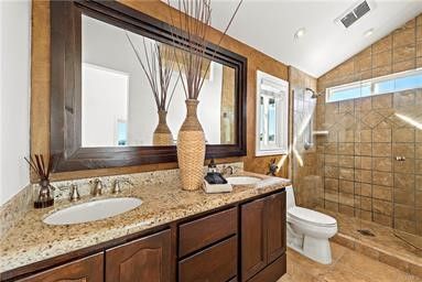 Bathroom, Dual Sink Vanities, Glass Shower, Interior, Recessed Lighting