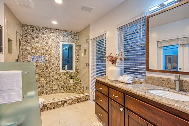 Bathroom, Dual Sink Vanities, Glass Shower, Interior, Recessed Lighting