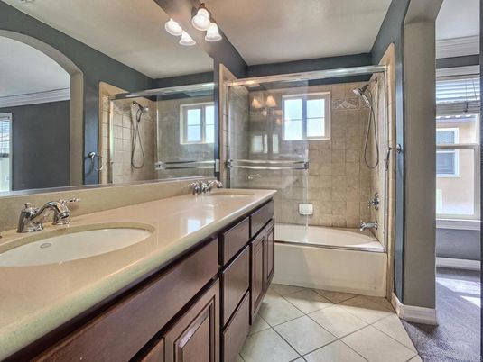 Bathroom, Dual Sink Vanities, Glass Shower, Interior