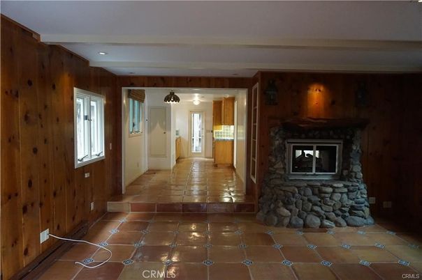 Fireplace, Interior, Recessed Lighting, Wooden Walls