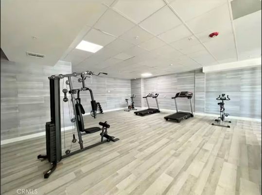 Fitness Equipment, Interior, Recessed Lighting, Wood Texture Flooring