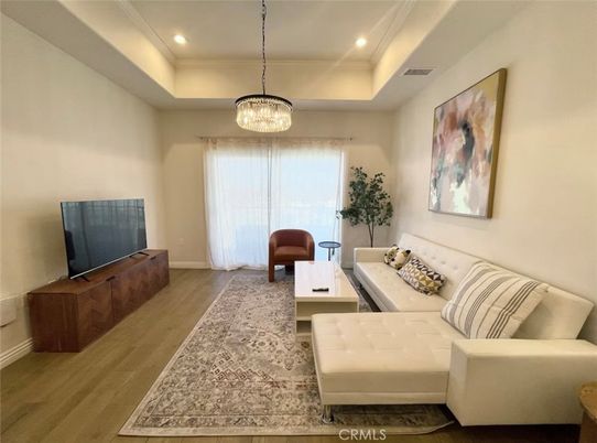 Interior, Living room, Pendant Lights, Recessed Lighting, Wood Texture Flooring