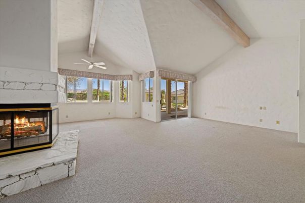 Empty room, Fireplace, Interior, Wooden Beams