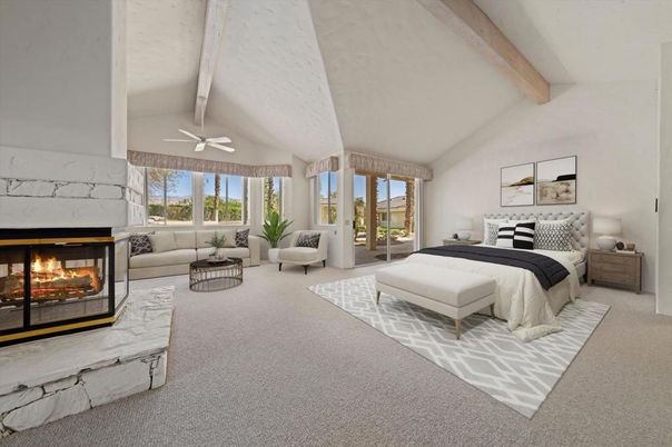 Bedroom, Fireplace, Interior, Wooden Beams