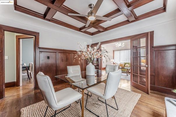 Dining room, Interior, Wooden Beams, Wood Texture Flooring