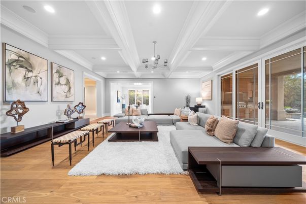 Chandelier, Interior, Living room, Recessed Lighting, Wood Texture Flooring
