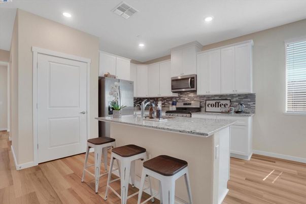 Interior, Kitchen, Recessed Lighting, Wood Texture Flooring