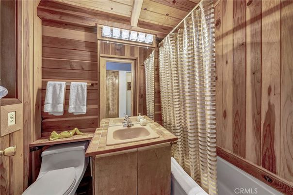 Bathroom, Interior, Tile Countertops, Wooden Beams, Wooden Ceilings, Wooden Walls