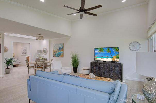 Dining room, Interior, Living room, Recessed Lighting, Wood Texture Flooring