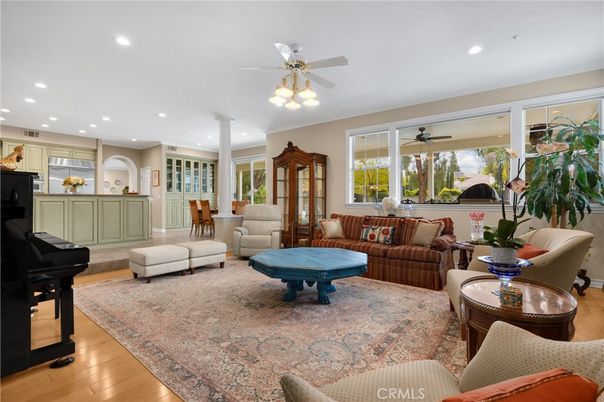 Interior, Living room, Piano, Recessed Lighting, Wood Texture Flooring