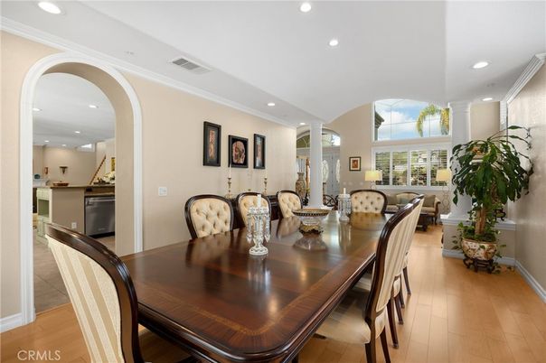 Dining room, Interior, Kitchen, Living room, Recessed Lighting, Wood Texture Flooring