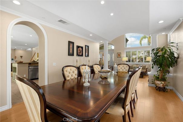 Dining room, Interior, Kitchen, Living room, Recessed Lighting, Wood Texture Flooring