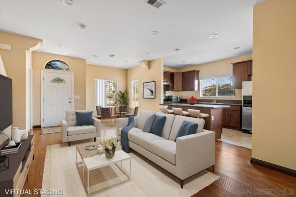 Dining room, Interior, Kitchen, Living room, Recessed Lighting, Wood Texture Flooring
