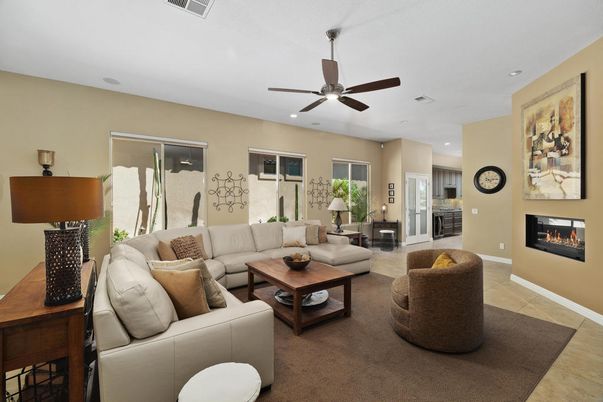 Fireplace, Interior, Kitchen, Living room, Recessed Lighting