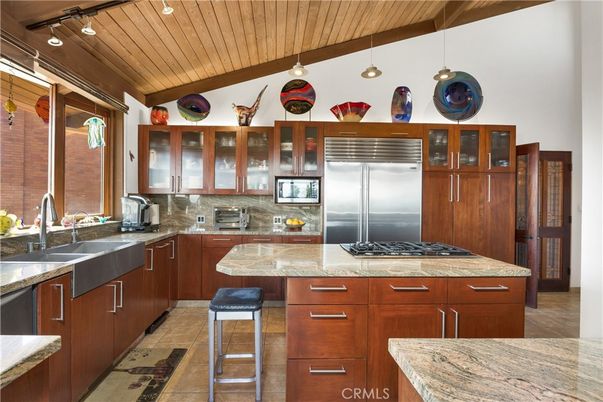 Interior, Kitchen, Pendant Lights, Stainless Steel Appliances, Wooden Ceilings