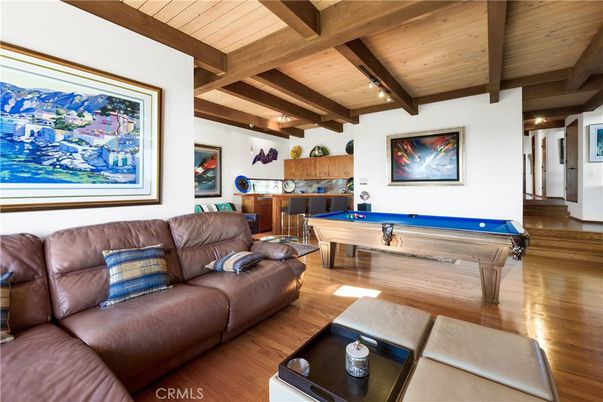 Billiard Table, Game Room, Interior, Living room, Wooden Beams, Wooden Ceilings, Wood Texture Flooring