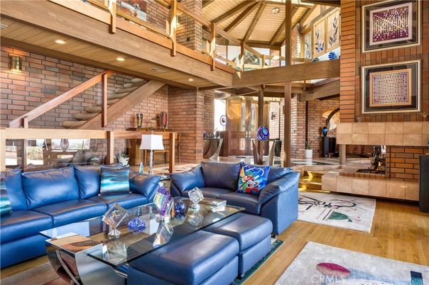 Dining room, Fireplace, Interior, Living room, Recessed Lighting, Stone Walls, Wooden Beams, Wooden Ceilings, Wood Texture Flooring, Wooden Walls