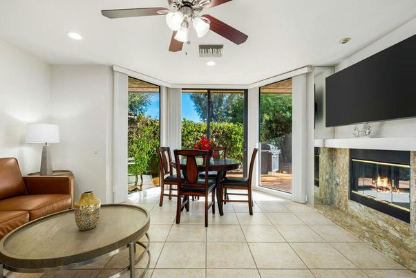 Dining room, Fireplace, Interior, Recessed Lighting