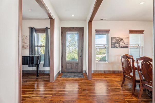 Dining room, Interior, Recessed Lighting, Wood Texture Flooring