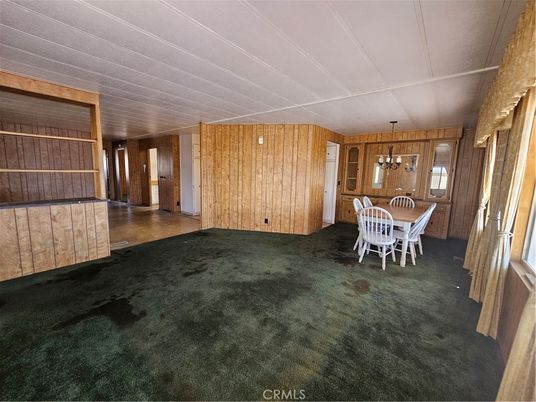 Dining room, Empty room, Interior, Pendant Lights, Wooden Walls