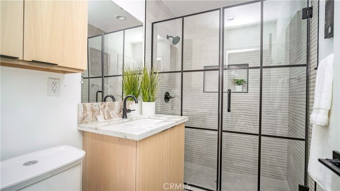 Bathroom, Glass Shower, Interior, Recessed Lighting
