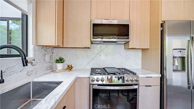 Interior, Kitchen, Marble Walls, Stainless Steel Appliances