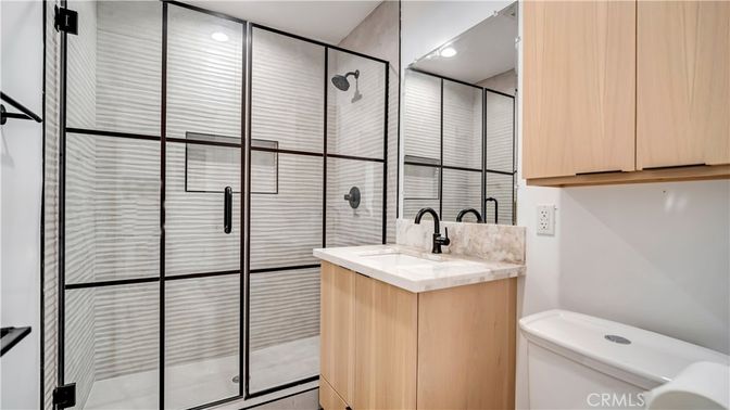 Bathroom, Glass Shower, Interior, Recessed Lighting
