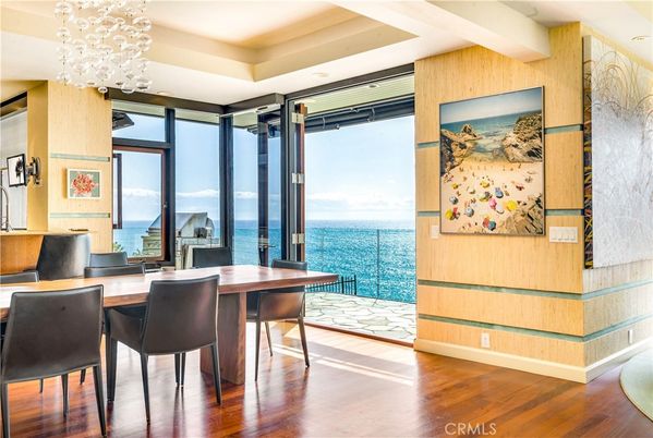Dining room, Interior, Pendant Lights, Recessed Lighting, Water, Wood Texture Flooring
