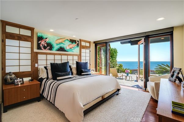 Bedroom, Interior, Recessed Lighting, Water, Wood Texture Flooring