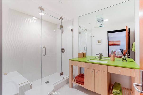 Bathroom, Glass Shower, Interior, Recessed Lighting