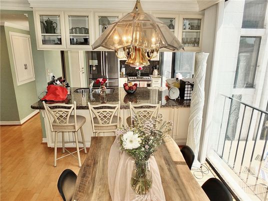 Chandelier, Dining room, Interior, Wood Texture Flooring
