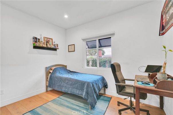 Bedroom, Home Office, Interior, Recessed Lighting, Wood Texture Flooring