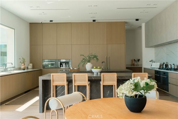 Dining room, Interior, Kitchen, Recessed Lighting, Stainless Steel Appliances, Wood Texture Flooring