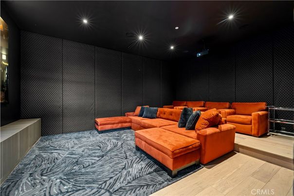 Interior, Recessed Lighting, Theatre Room, Wood Texture Flooring