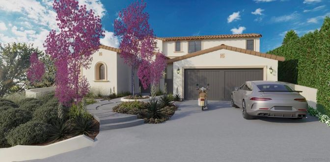Attached, Exterior, Facade, Spanish Mediterranean