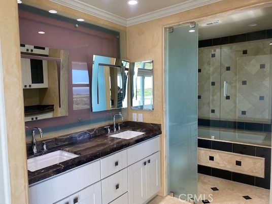 Bathroom, Dual Sink Vanities, Glass Shower, Interior, Recessed Lighting