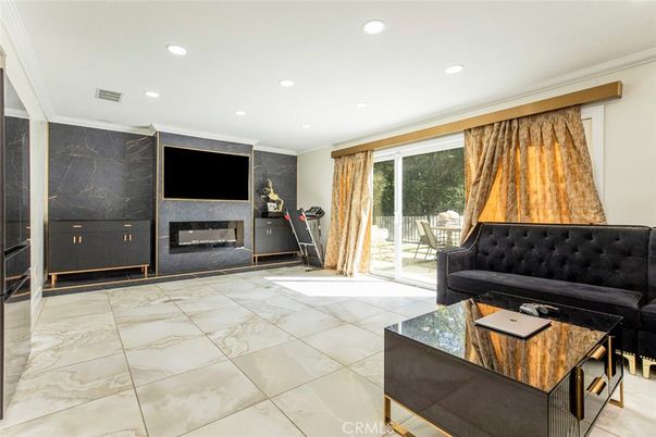 Fireplace, Interior, Living room, Marble, Marble Walls, Recessed Lighting