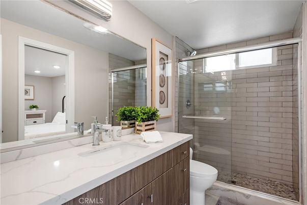 Bathroom, Dual Sink Vanities, Glass Shower, Interior, Recessed Lighting