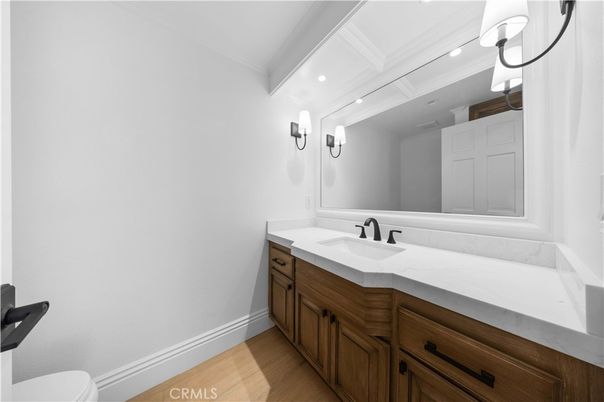 Bathroom, Interior, Recessed Lighting, Wood Texture Flooring