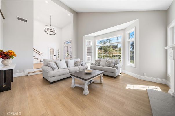Chandelier, Interior, Living room, Recessed Lighting, Wood Texture Flooring